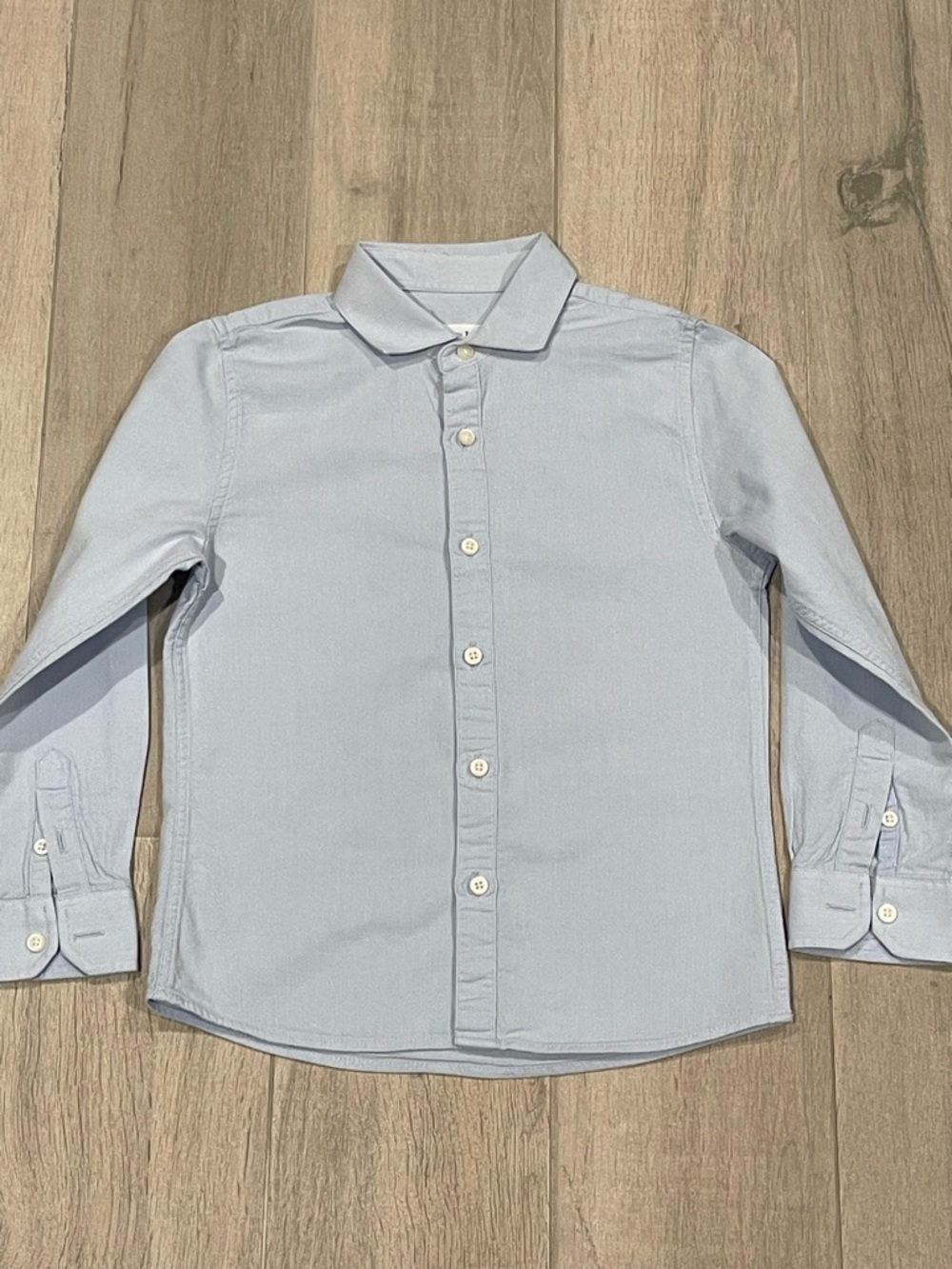 ZARA Boys Slim Fit Dress Shirt Size 7 (122 cm) Light Blue Button Down
